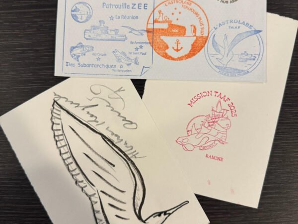 Un croquis original et enveloppe philatélique TAAF