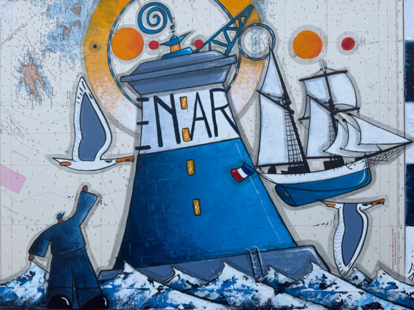 La Belle Poule passant devant le phare d'Ar Men