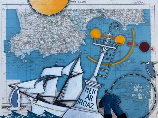 La goélette passant par la Balise du Men Ar Groaz à Lesconil