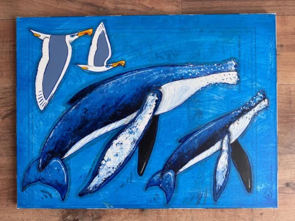 Les baleines à bosse et les goélands